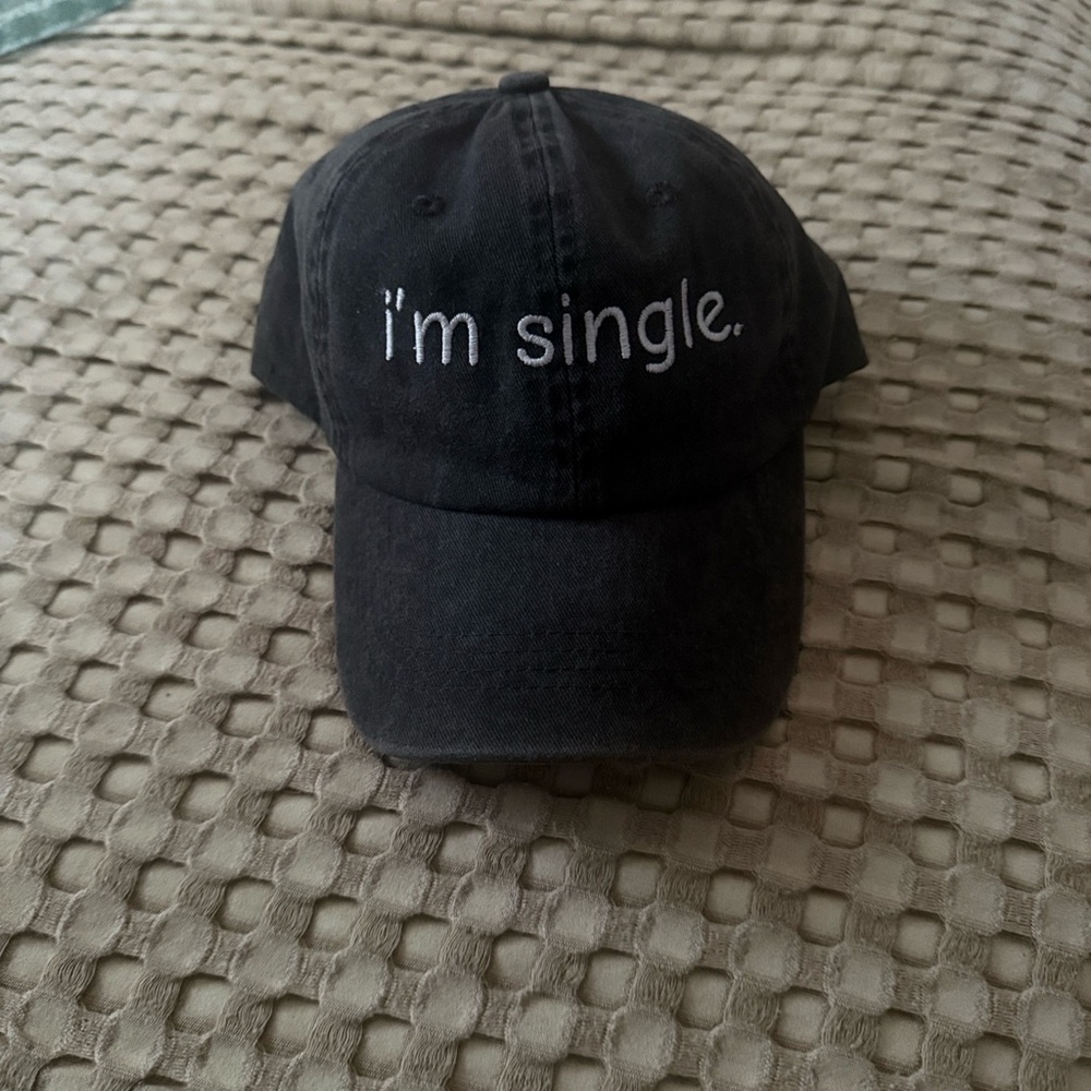 Charcoal dark grey  "i'm single." Embroidered Baseball Cap